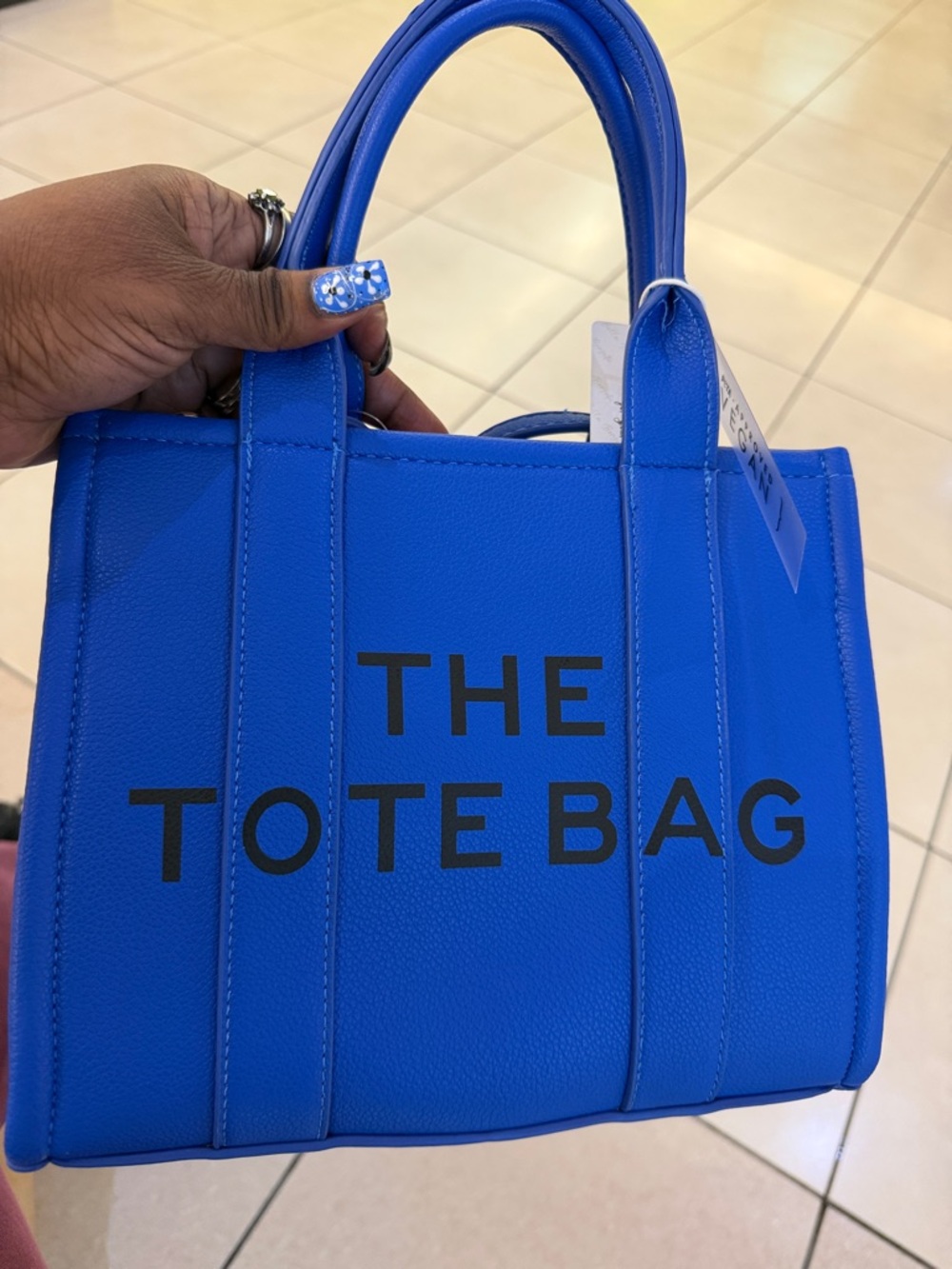 Macy's Electric Blue Structured Tote Bag